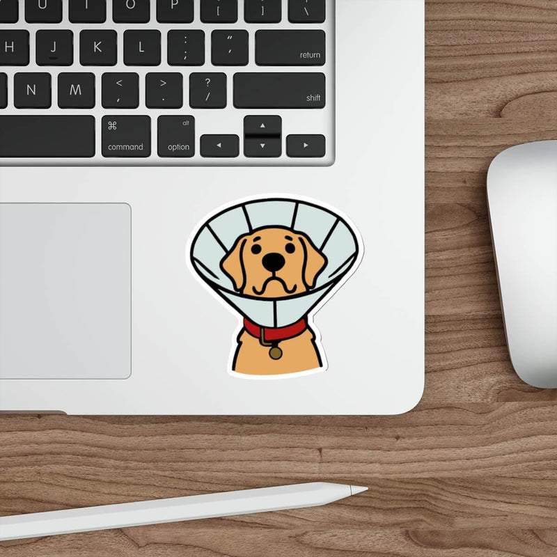Dog Cone Cartoon Sticker – Golden Retriever Design