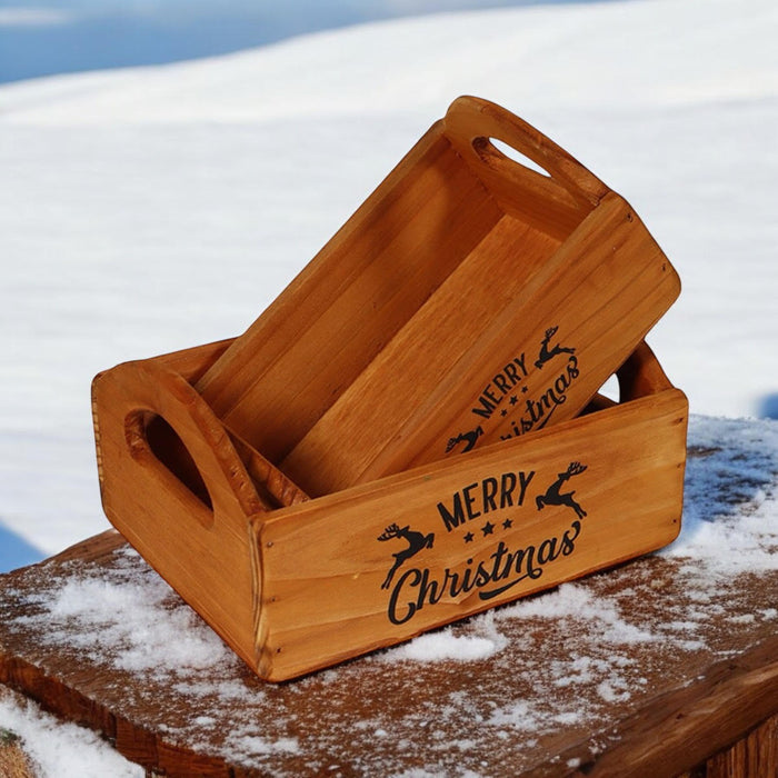 SET 2 WOODEN FLOWER PLANTERS