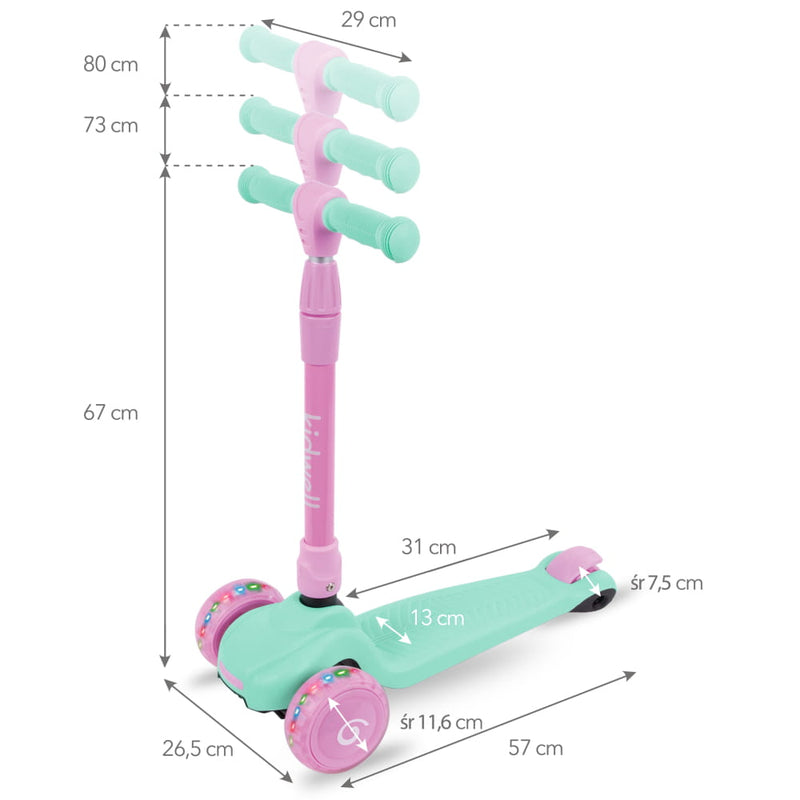 Kidwell JAX Folding 3-Wheel Scooter with LED Light-Up Wheels – Kids Ages 3+ (2 Colours)