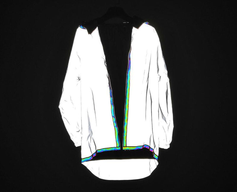 Mid-length Reflective Trench Coat With Zipper