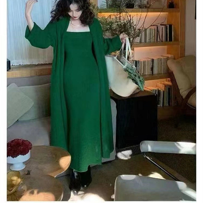 Women's Knitted Cardigan Dress Sweater Suit