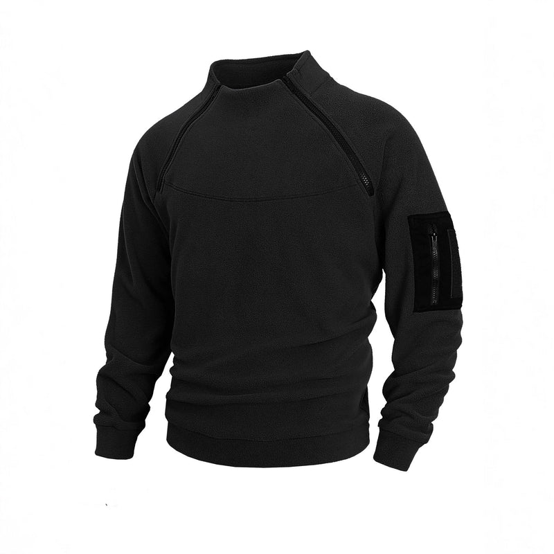 Men's Premium Coral Fleece Pullover Coat - Stand Collar Long Sleeve Winter Jacket