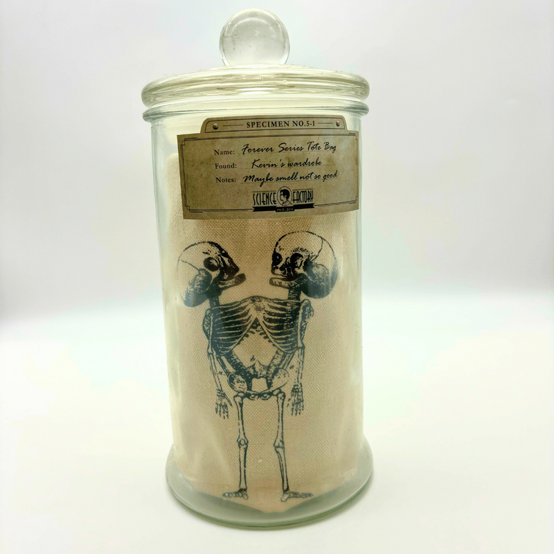 Mr Sci Glass Specimen Jar & Science Tote Bag Together Forever (Conjoined Twins)