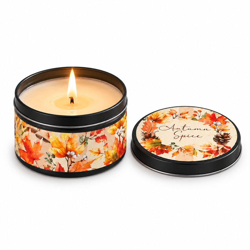 Autumn Spiced Scented Candle Tin with Lid
