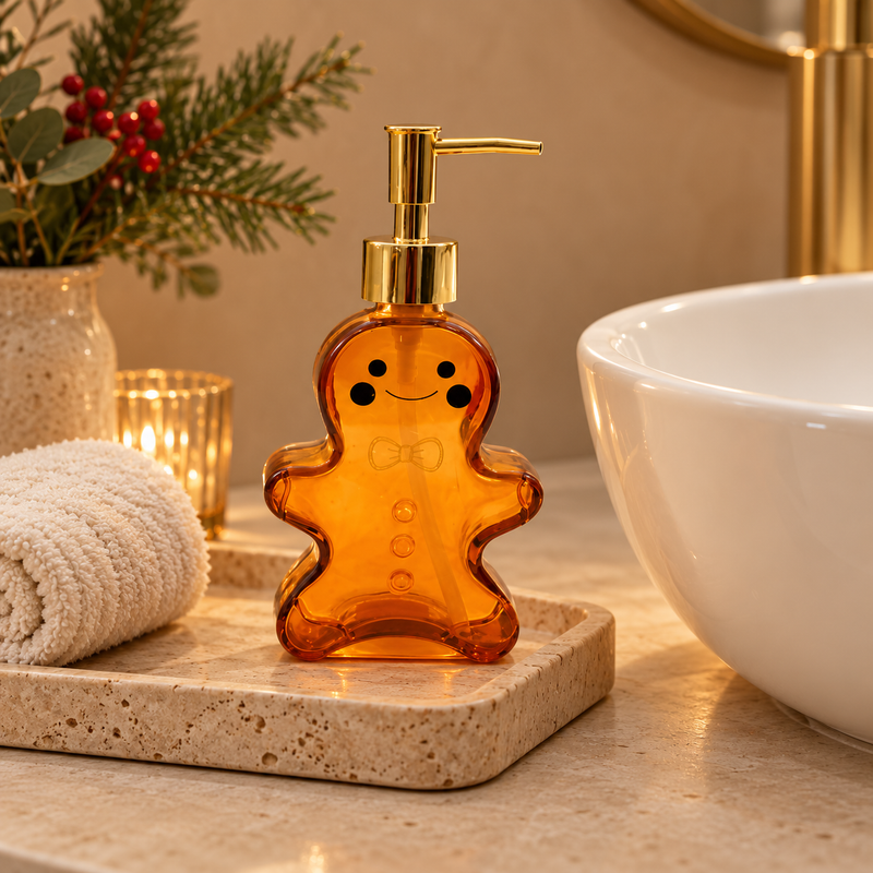 Gingerbread Christmas Glass Soap Dispenser