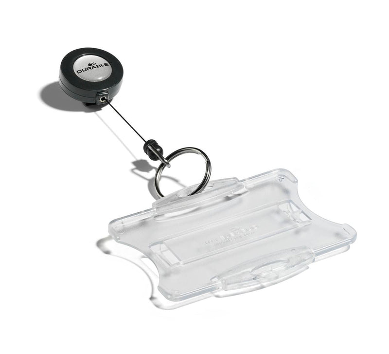 Durable Secure Retractable Keyring Badge Reel for IDs & Keys | 10 Pack | Black