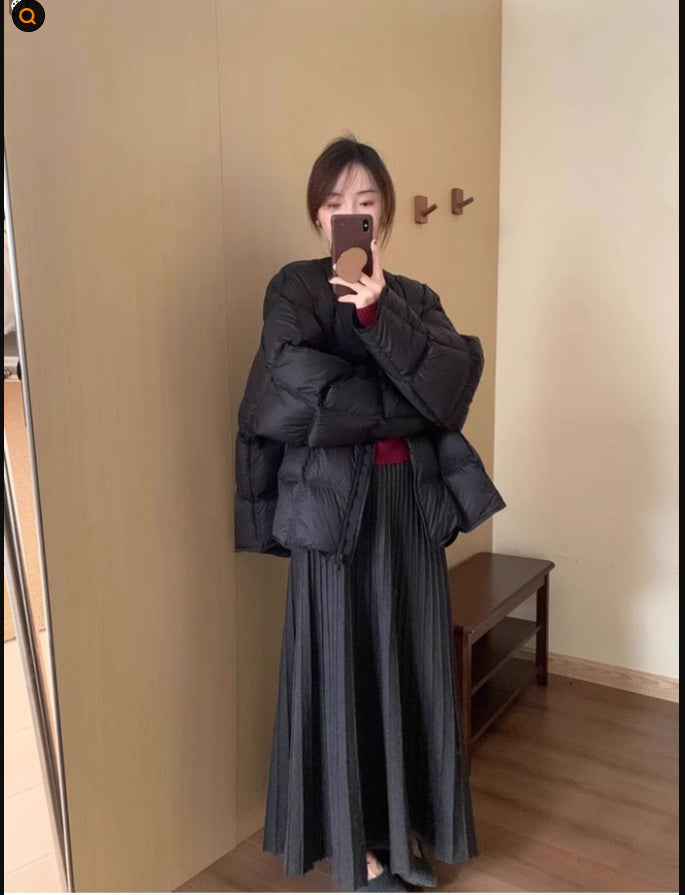 Gray Knitted Temperament Long Dress Suit