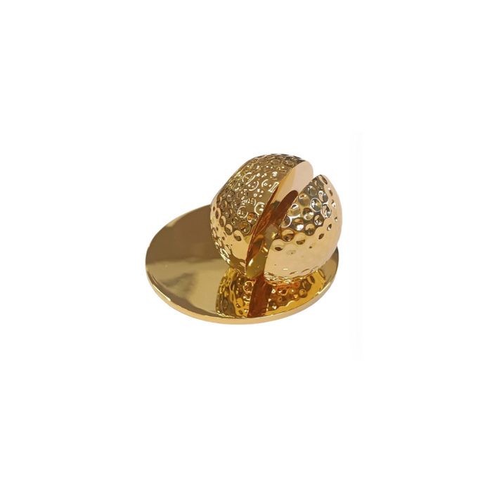 Miniature Clock Goldtone Plated Metal Golf Ball on Stand Solid Brass IMP73G- CLEARANCE NEEDS RE-BATTERY