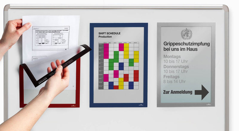 Durable DURAFRAME Magnetic Document Signage Frame for Metal | 5 Pack | A4 Silver