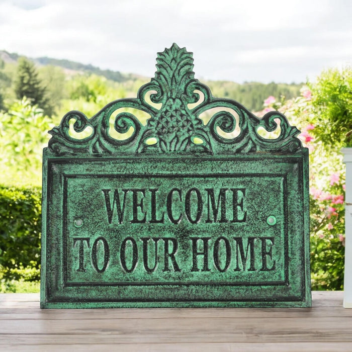 25CM ALUMINIUM GREEN WELCOME SIGN