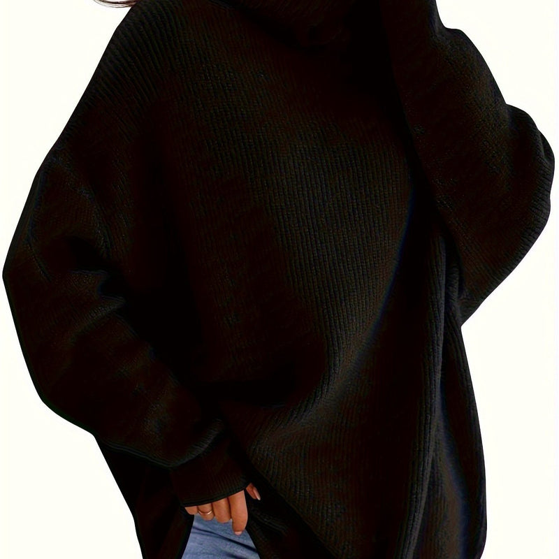 Women's Cozy Oversized Turtleneck Sweater Batwing Chunky