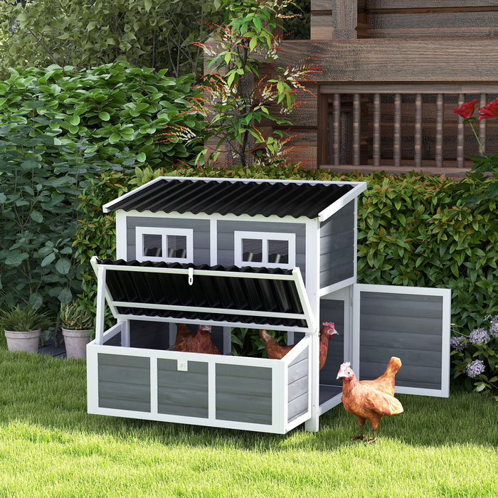PawHut Wooden Chicken Coop w/ Nesting Box for 4-6 Chickens, 100 x 86 x 100cm