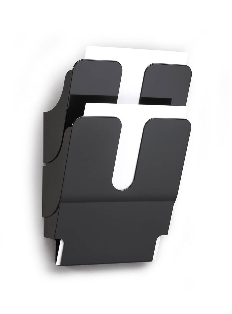 Durable FLEXIPLUS 2 Wall Mounted Literature Tray | A4 Portrait Holder | Black