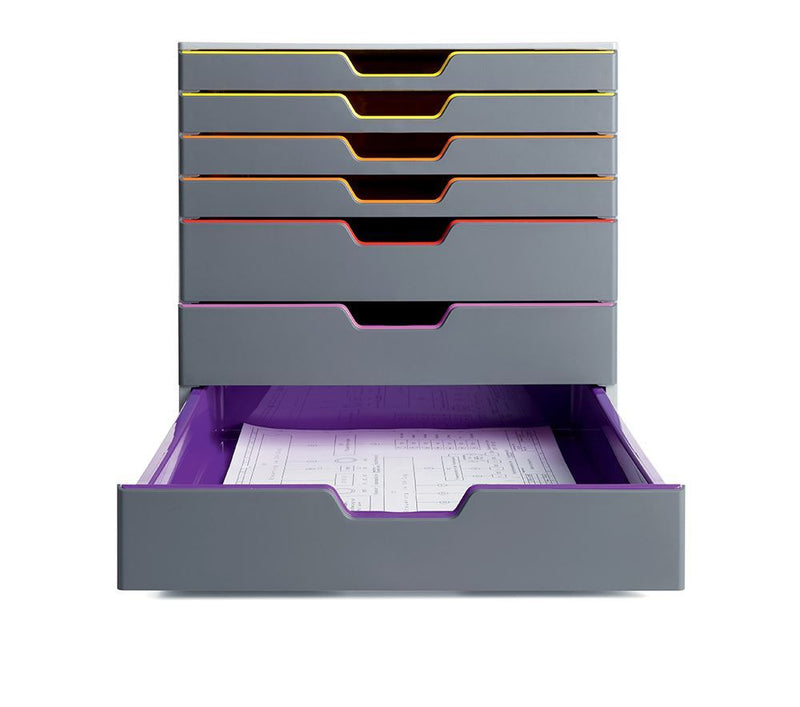 Durable VARICOLOR Desktop Organiser 7 Drawer Colour Coded Modular Storage | A4+