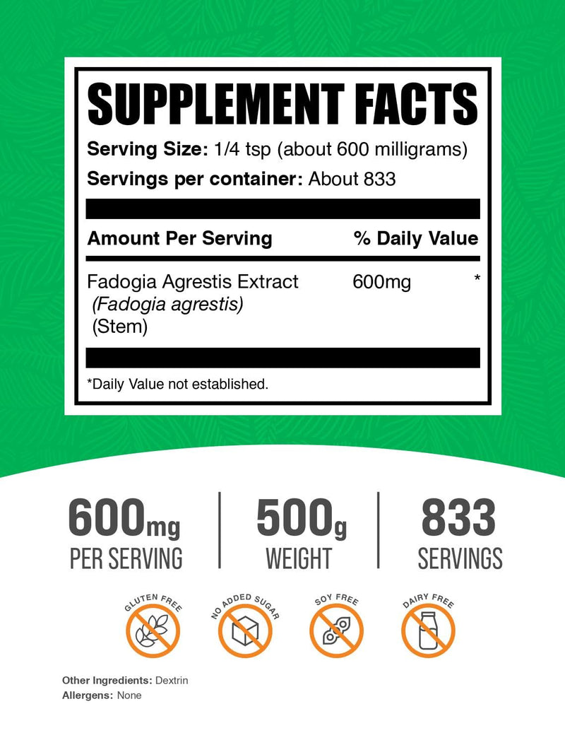 Fadogia Agrestis Extract Powder 600mg, 500g | Gluten Free | BulkSupplements