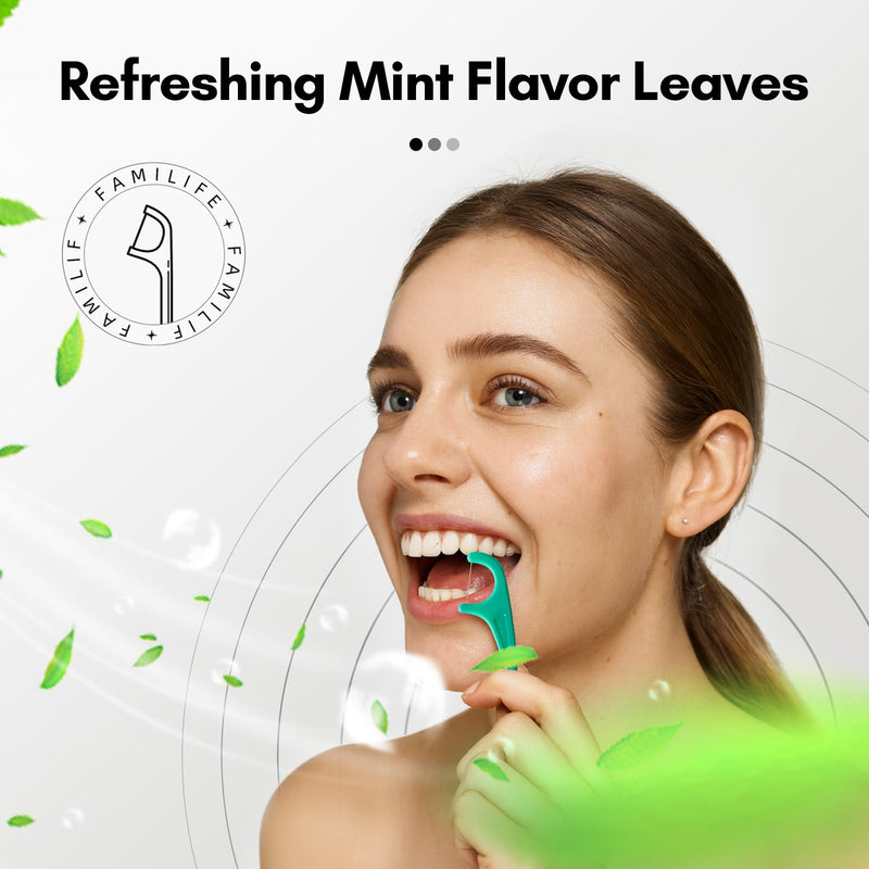 FAMILIFE Mint Floss Picks – 75 Count for Adults & Kids