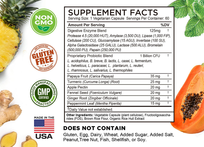 FarmHaven Digestive Enzymes – 60 Capsules with Probiotics & Herbs