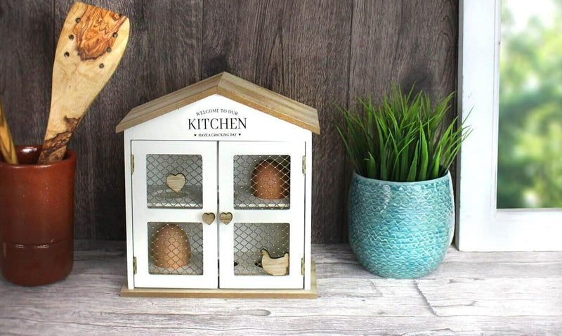 Wooden Egg Holder for 6 Eggs Rustic Kitchen Storage House
