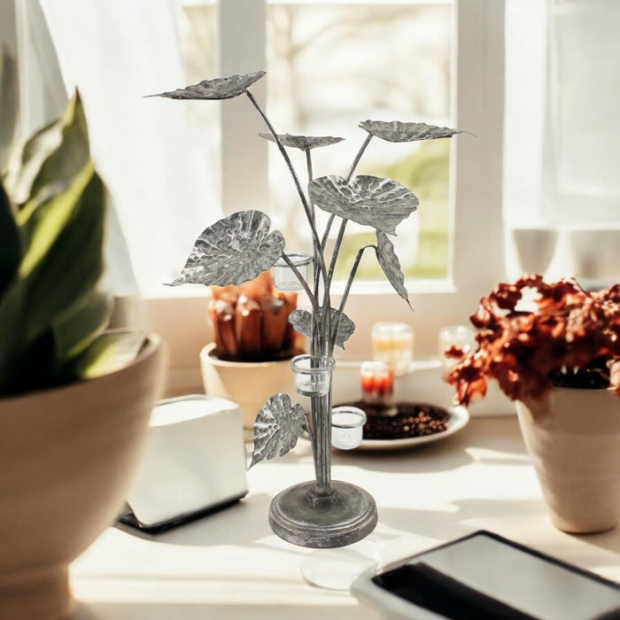 74CM SILVER METAL CANDLE HOLDER