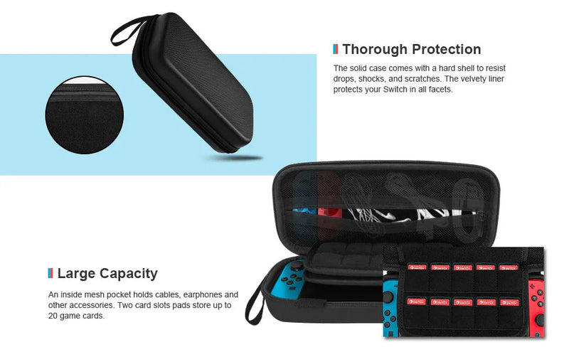 Nintendo Switch Carry Case 20 Game Cartridge Holders Plus Space for Joycons etc