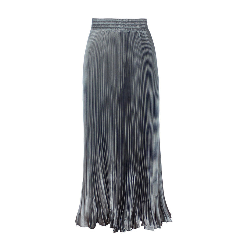 Draped Elastic-waist Versatile Figure-flattering Sophisticated Elegant Solid-color Maxi Skirt