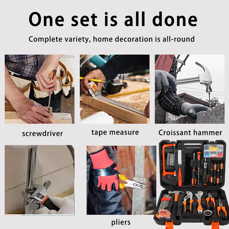 100Pcs General Household Hand Tool Kit with Toolbox Storage Case for Home Repair