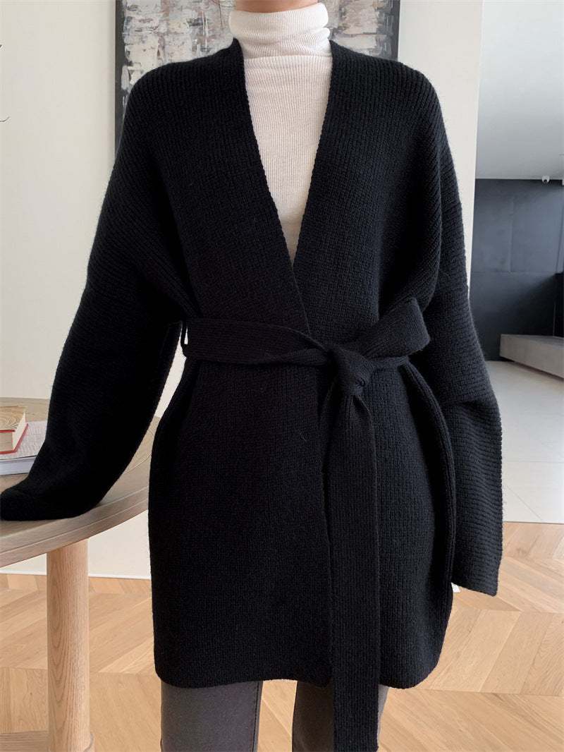 Cashmere Belt Knitted Cardigan Jacket
