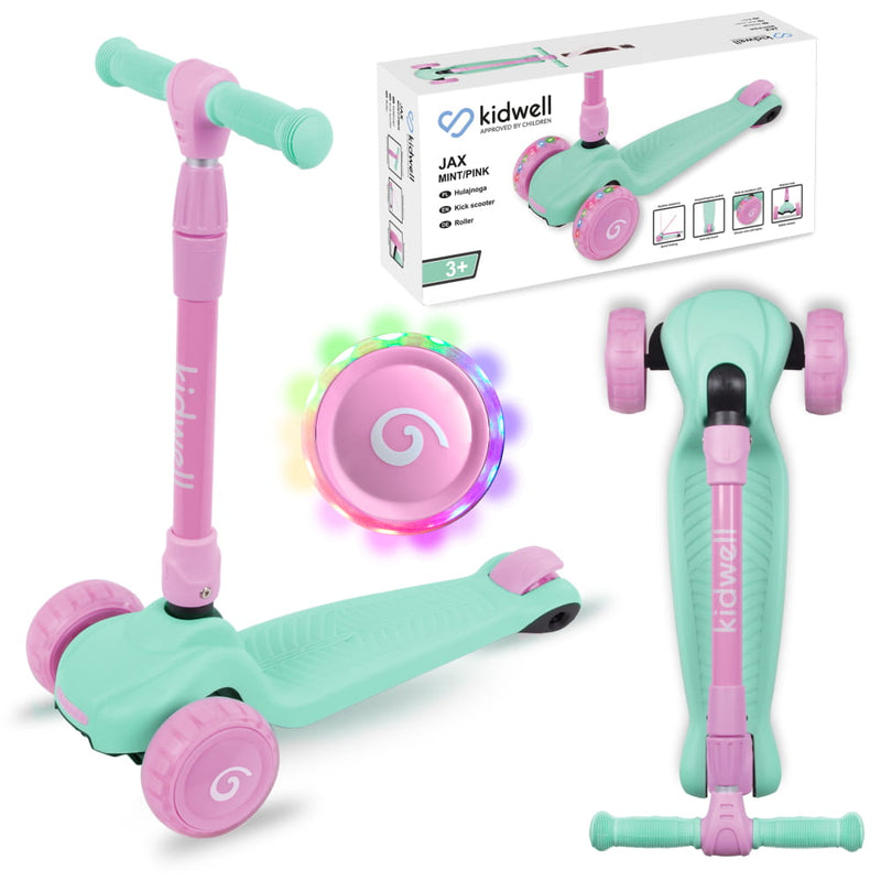 Kidwell JAX Folding 3-Wheel Scooter with LED Light-Up Wheels – Kids Ages 3+ (2 Colours)