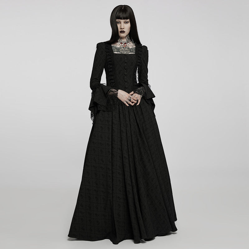 Black Thorn Rose Long Dress For Women