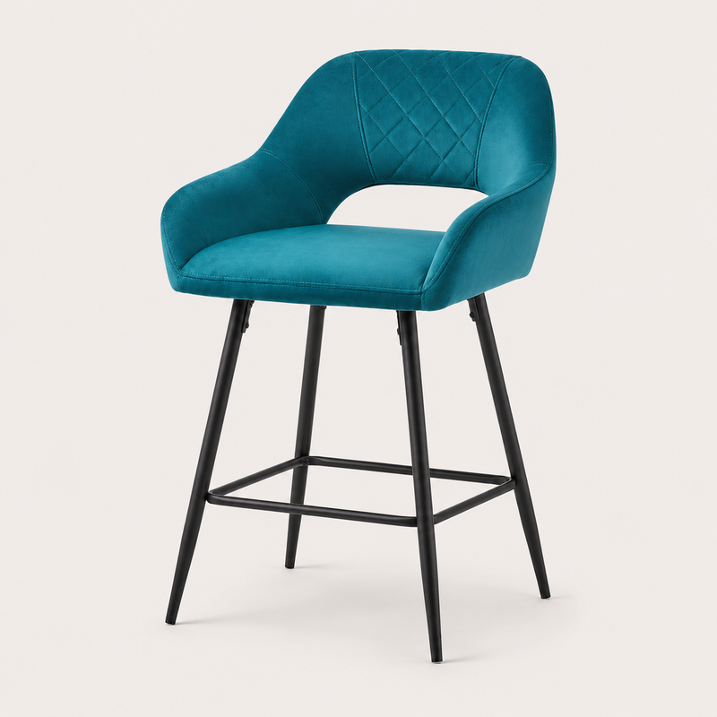 Sony Set of 2 Velvet Dark Teal Bar Stools