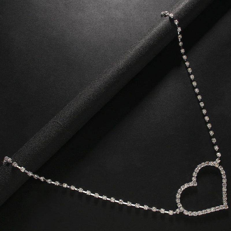 Simple Single Layer Heart-shaped Rhinestone Waist Chain Body Chains