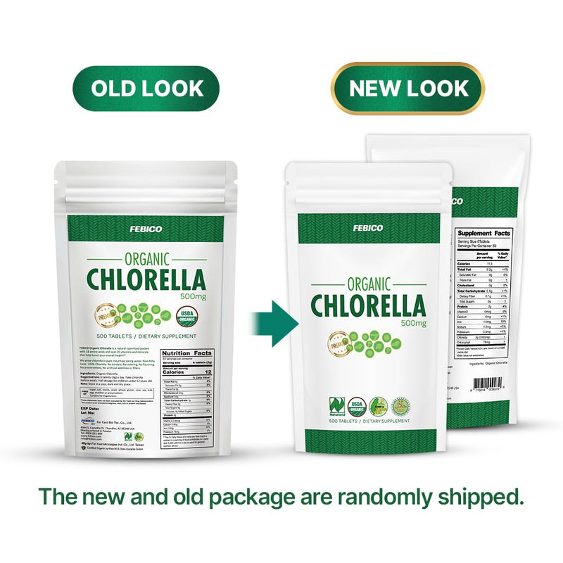 FEBICO Chlorella Tablets 500mg, 500ct – 83 Days, USDA Organic, Vegan, Non-GMO, Taiwan