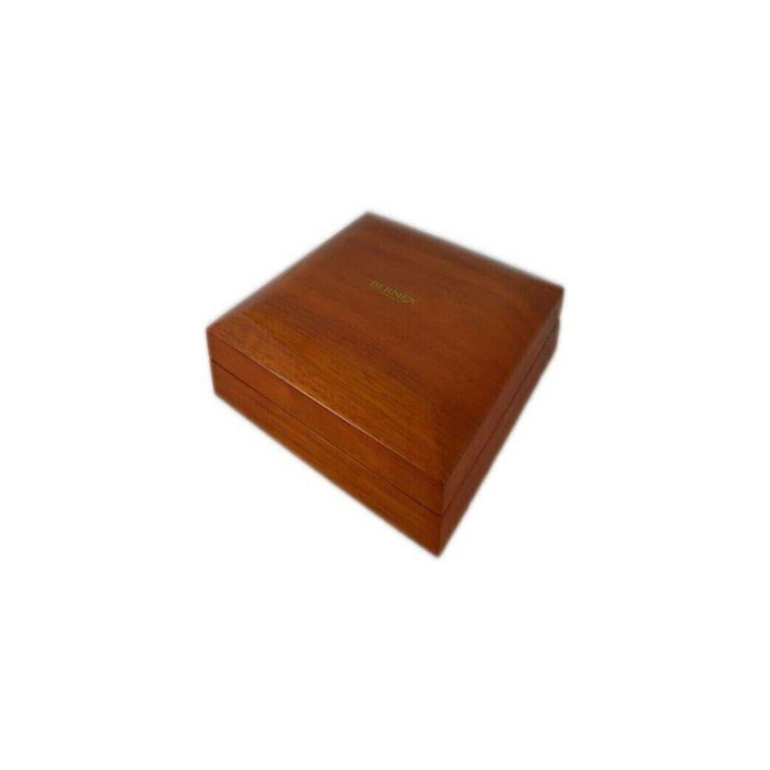 Bernex Swiss Made Roman Numeral Date Rhodium Plate Open Face Pocket Watch