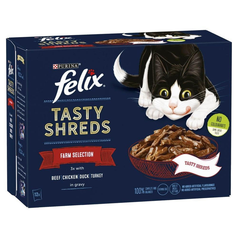 Felix Pouches Tasty Shreds Farm Selection in Gravy  12 x 80g