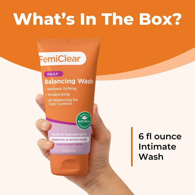 FemiClear Soothing Daily Feminine Wash — Gentle pH-Balanced Cleanser for Sensitive Skin (Pack of 2, 6 fl oz each)