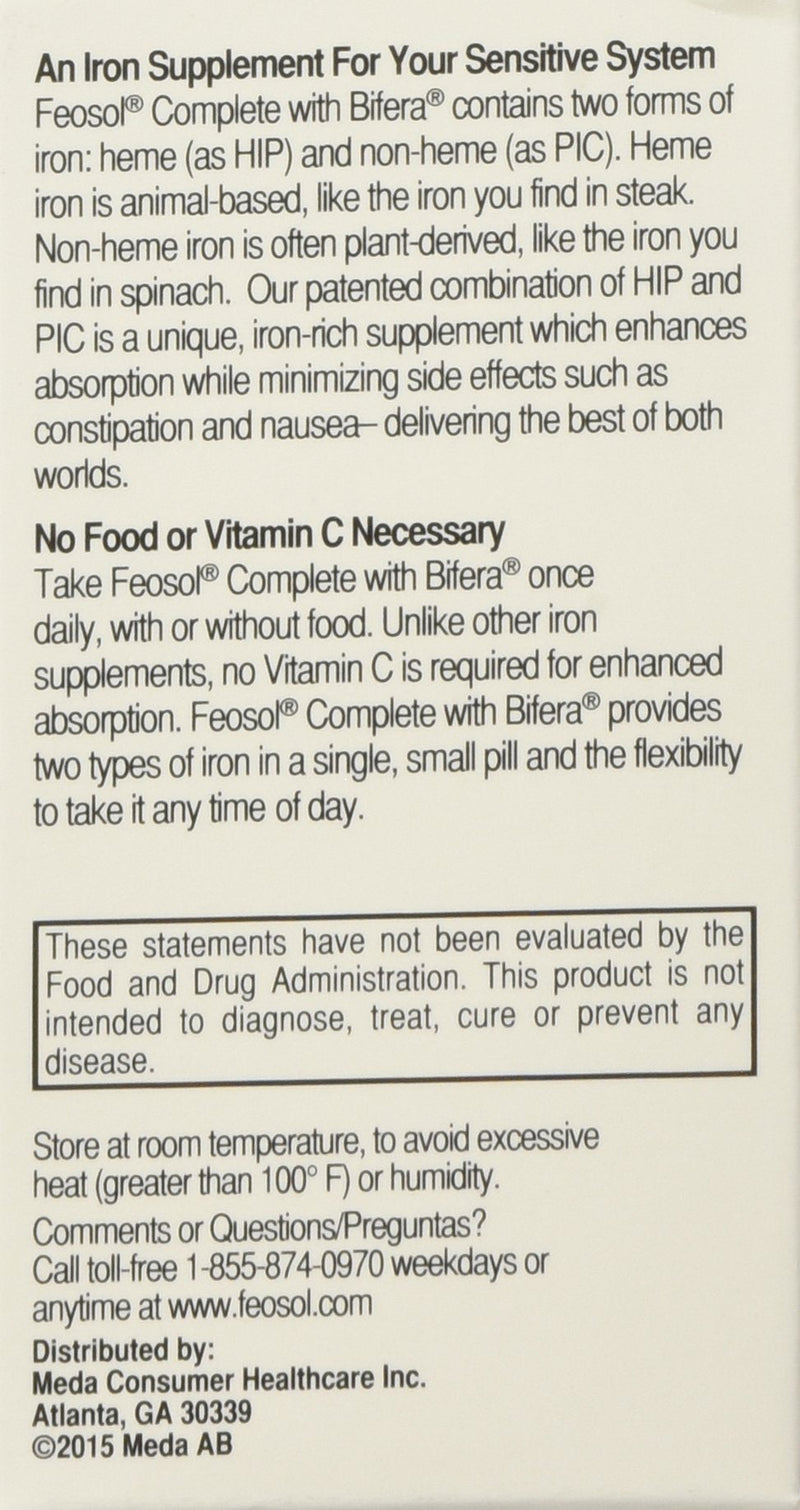 Feosol Complete with Bifera Iron 30 Caplets (3 Pack) | Iron Supplement