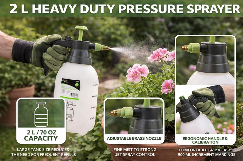 2L Pressure Sprayer with Adjustable Brass Nozzle