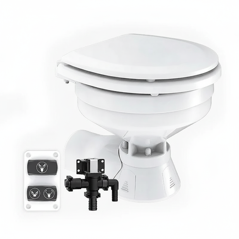12V Quiet Flush Compact Electric Marine Toilet Freshwater