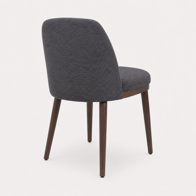 Dany Set of 2 Walnut Dining Chairs in Black Fabric