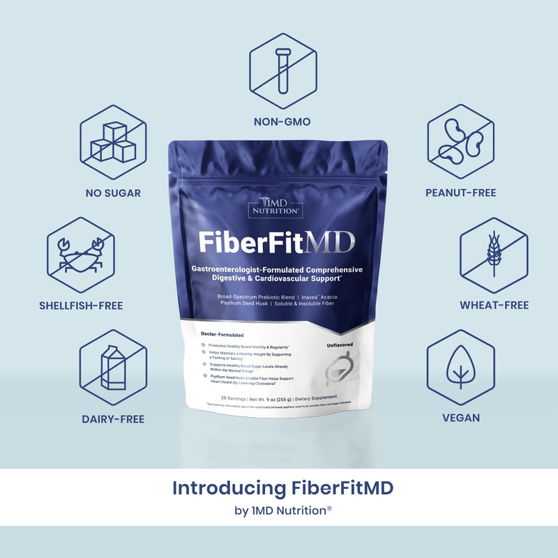 FiberFitMD High Fiber Powder for Digestive & Cardiovascular Support | 1MD Nutrition