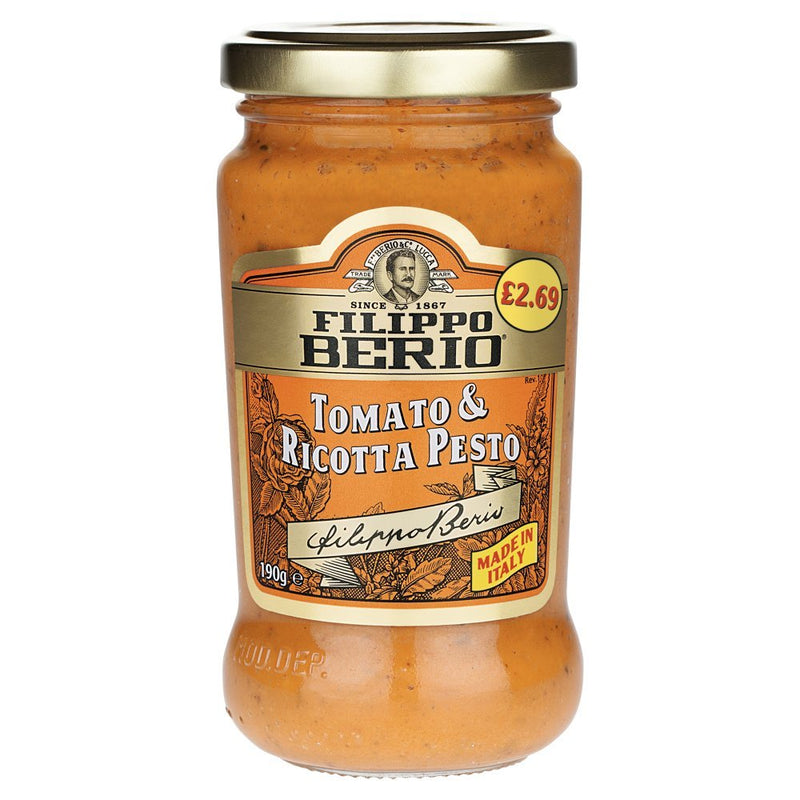 Filippo Berio Tomato & Ricotta Pesto 190g (Case of 6)