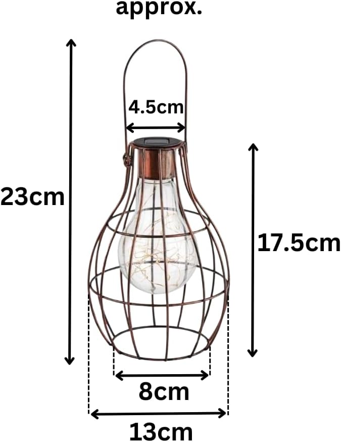 Solar Copper Firefly Lantern with LED Lights Hanging Garden Lantern