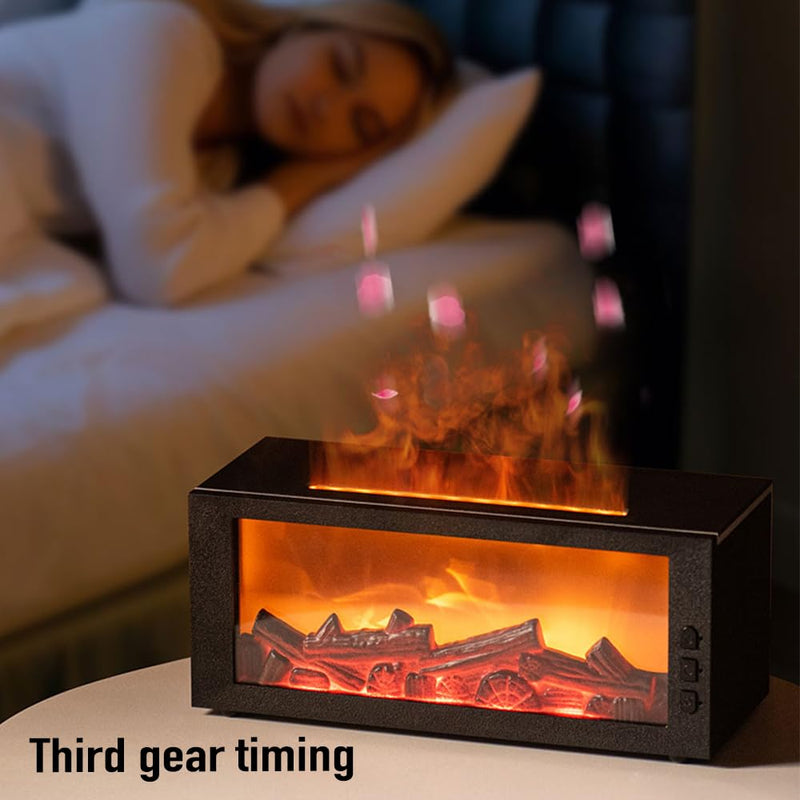 Fireplace Flame Diffuser & Humidifier – 4-in-1 Ultrasonic Aroma Mist with Remote and 7-Color LED Flame