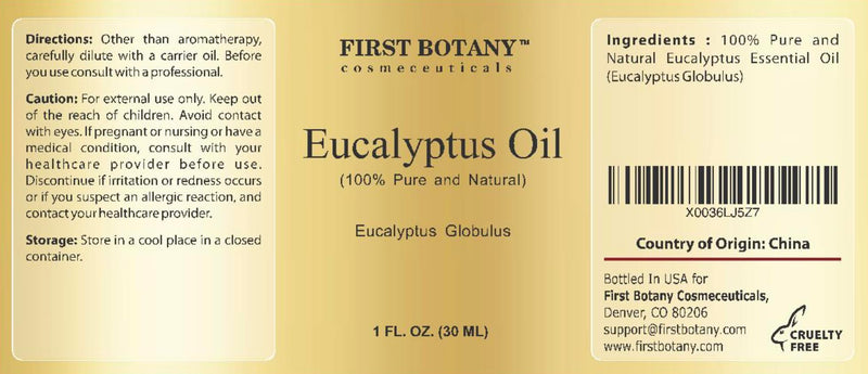 First Botany 100% Pure Eucalyptus Oil – Therapeutic Grade Essential Oil, 1 fl oz