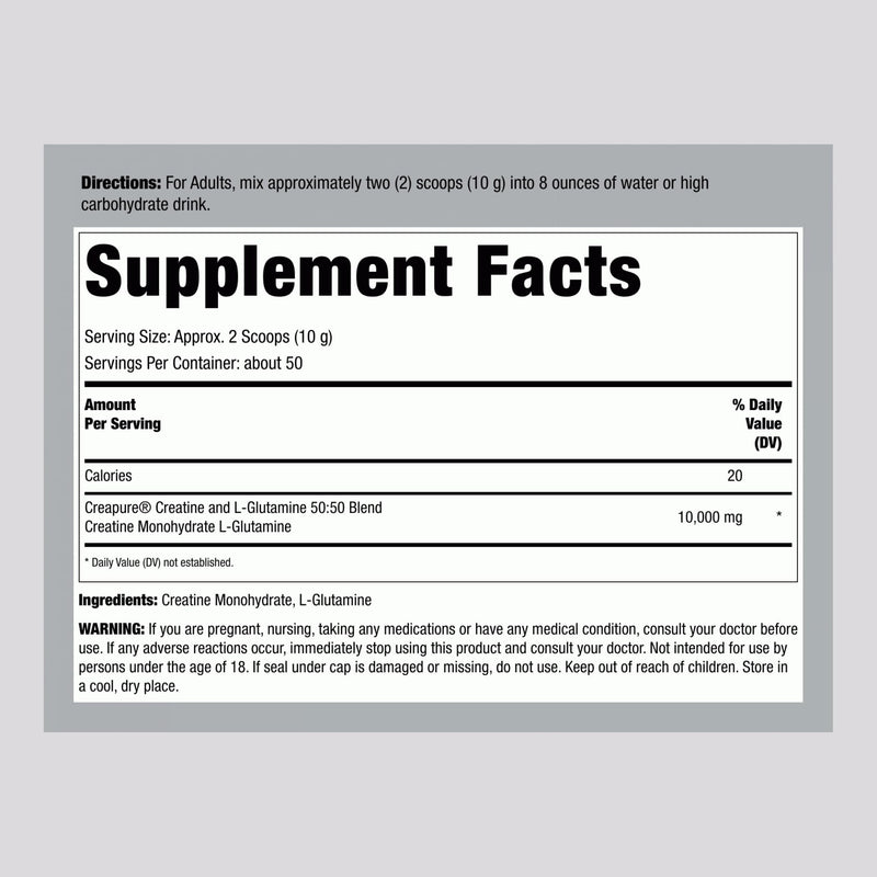 Fitness Labs German Creatine & L-Glutamine | 1.1 lbs Monohydrate with Creapure | Vegan Pre-Workout Powder