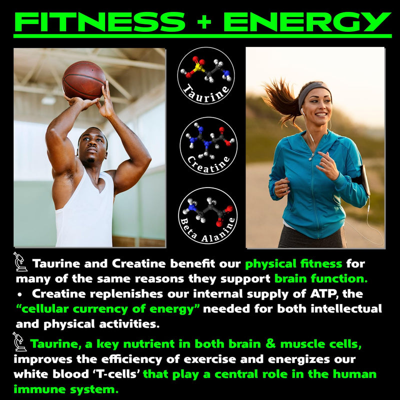 Vegan Brain & Body Boost: The Cherry On Top of a Plant-Based Lifestyle | Working Intelligence | Anti-Aging | Physical Fitness | Vegan Amino Acids - Creatine, Taurine & Beta Alanine | 40 Servings/300g