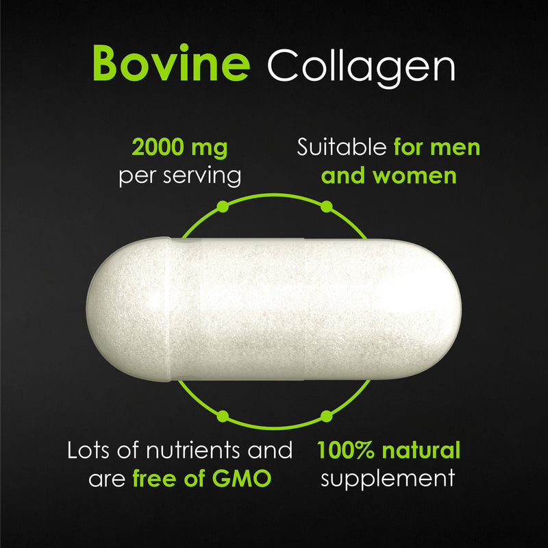FitoHerbs Vegan Bovine Collagen Capsules – 2000 mg per Serving, Grass-Fed & Non-GMO, 120 Capsules