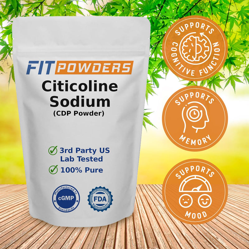 FitPowders Citicoline Powder – CDP Choline Sodium (250g) with Scoop | Pure, Vegan