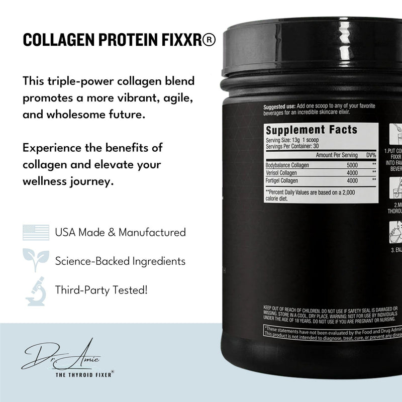 Fixxr Collagen 2.0 by Dr. Amie – 3 Bioactive Collagen Peptides | Unflavored | 30 Servings