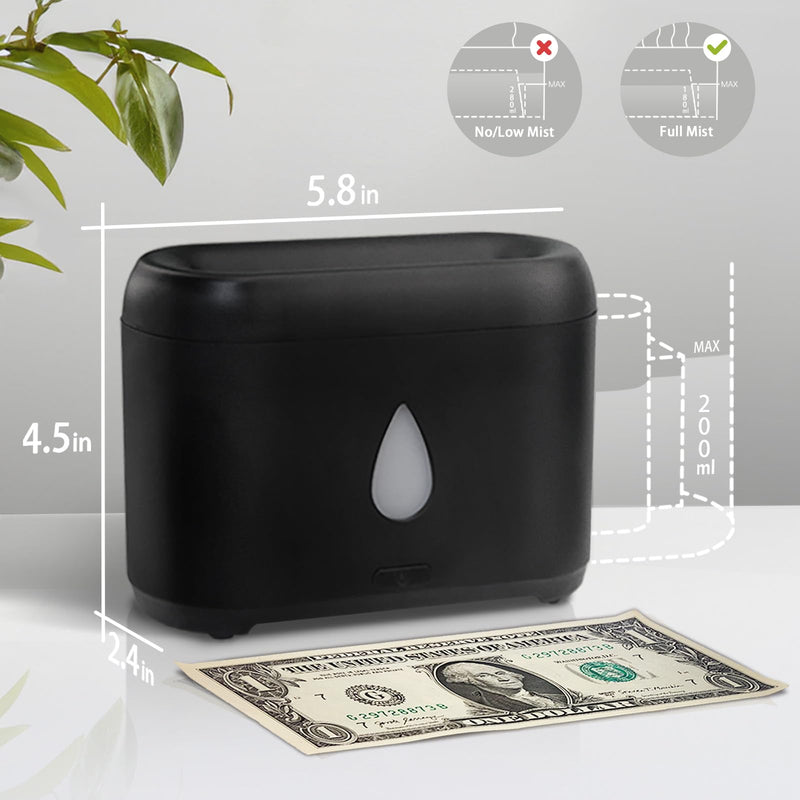 Flame Diffuser for Essential Oils | 200ml Ultrasonic Aroma Diffuser with Auto-Off (Black)